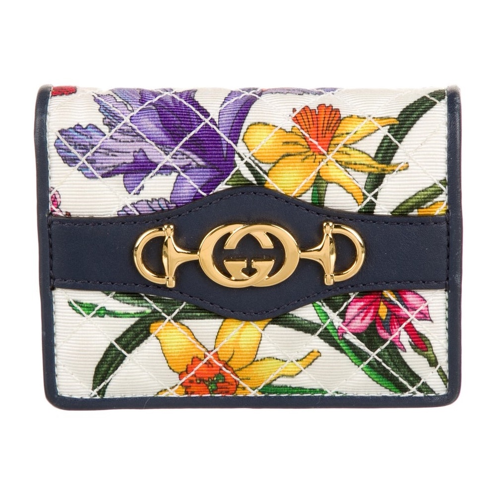 GUCCI Zumi Flora Compact Card Holder Flora Print Compact Wallet😳🔥🔥